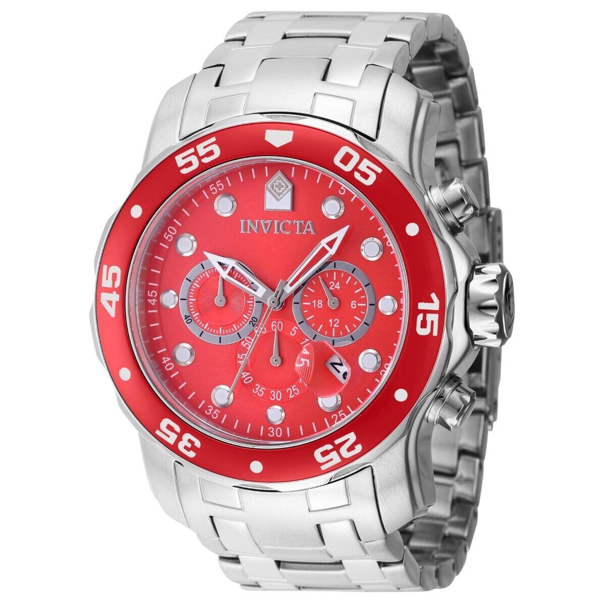 Invicta Pro Diver Scuba Men`s Watch - 48mm Steel 40192 - Dial: Red, Band: steel