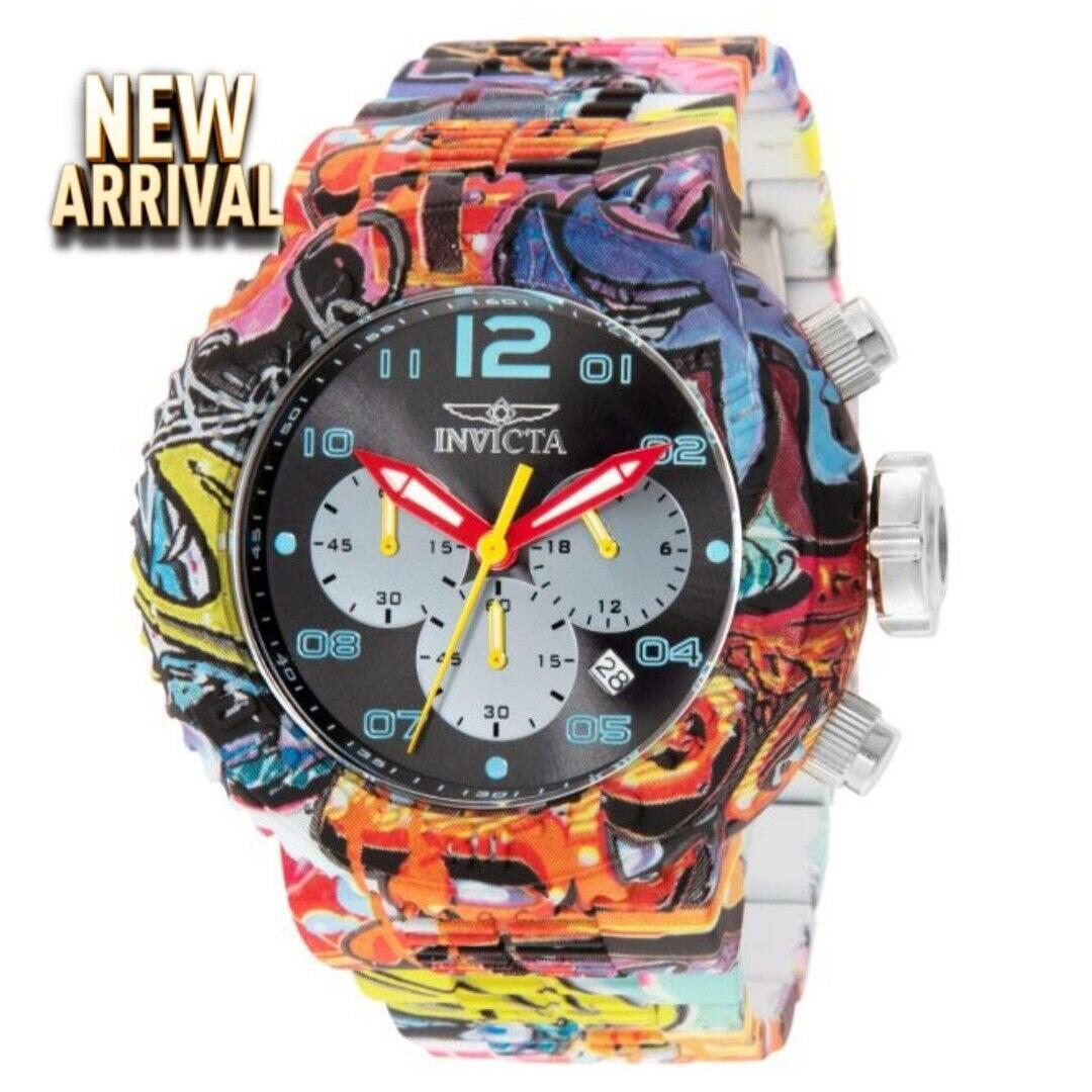 Invicta Men`s 52mm Grand Pro Diver Graffiti Hydroplated Quartz 100M WR Watch