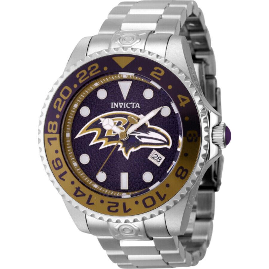 Invicta Nfl Baltimore Ravens Automatic Purple Dial Men`s Watch 45039