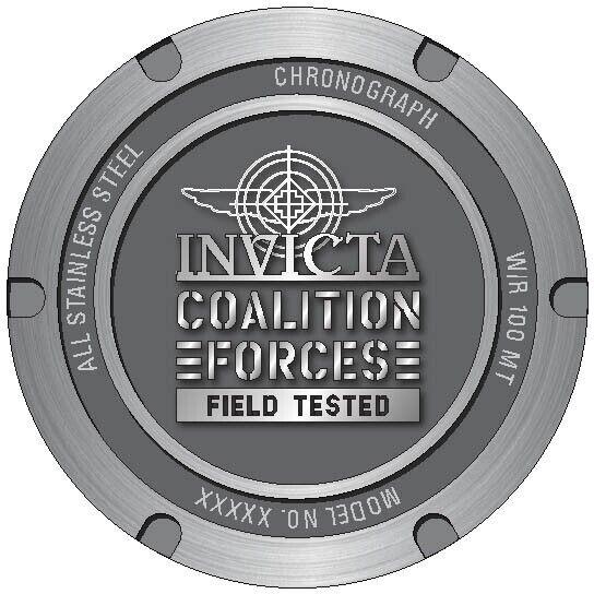 Invicta watch Coalition Forces - Grey, Black Dial, Grey, Black Band