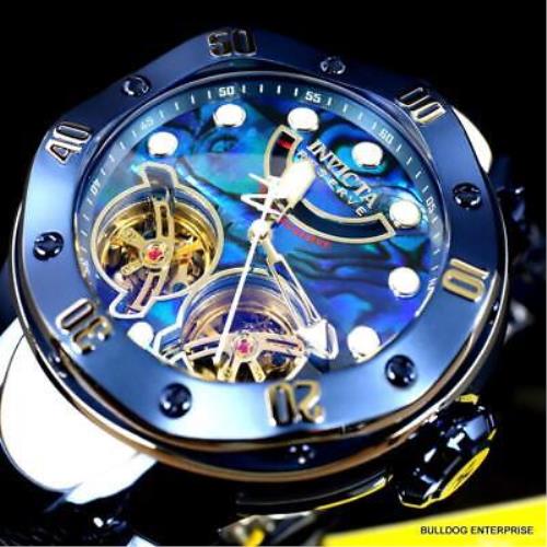 Invicta Reserve Kraken Double Open Heart Automatic Abalone Blue Steel Watch