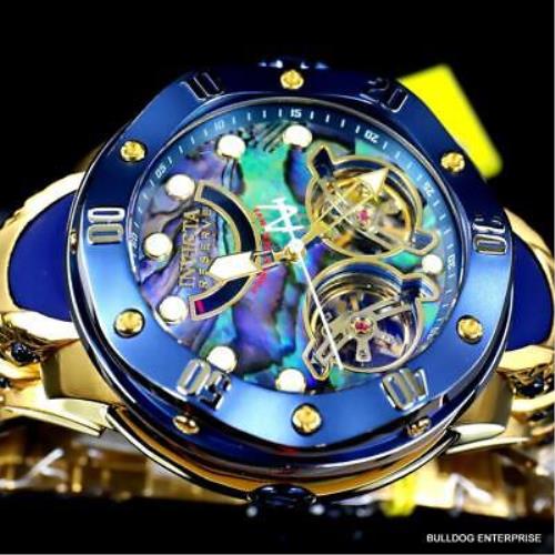 Invicta watch  - Multicolor Face, Green Dial, Gold Band