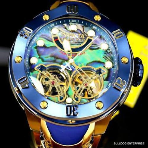 Invicta watch  - Multicolor Face, Green Dial, Gold Band