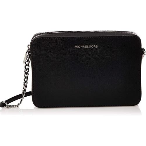 Michael Kors Jet Set East West Black Leather Crossbody Bag