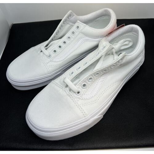 Vans Old Skool Classic Tumble All White Low Top Skateboard Shoes