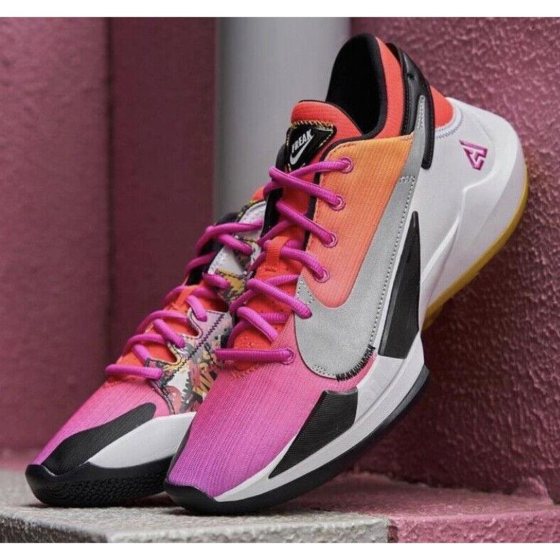 Nike Zoom Freak 2 DB4689-600 Bright Crimson/pink Kid`s Women`s Basketball Shoes