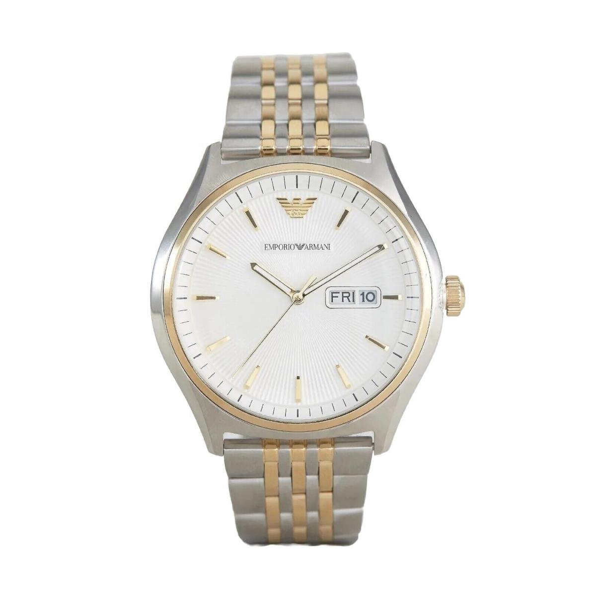 Emporio Armani Zeta AR11034 Day Date Indicator Gold Silver Metal Men`s Watch