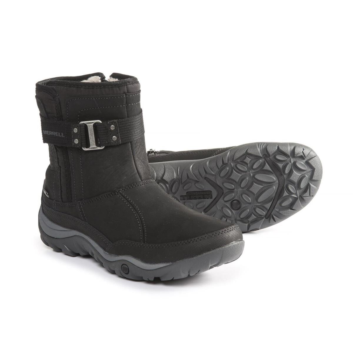 Merrell Women`s Murren Strap Boots Winter Shoes Black 9.5