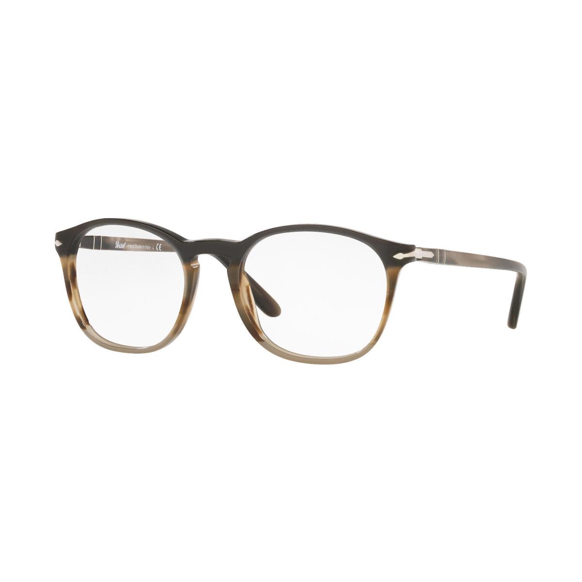 Persol PO3007V 1135 Black Grey Striped Square PO 3007v 52mm Eyeglasses