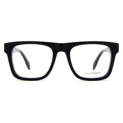 Alexander Mcqueen AM0357O Eyeglasses Men Black Square 52mm - Frame: Black, Lens: