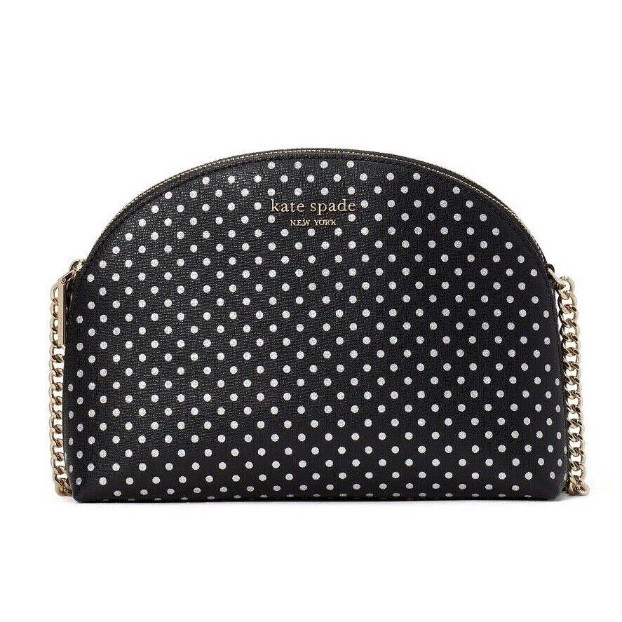 New Kate Spade Spencer Metallic Dot Double-zip Dome Crossbody Black Multi