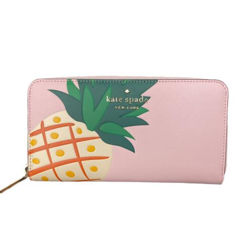 Kate Spade Staci Large Zip Around Continental Wallet Pineapple Pink Multi K7187