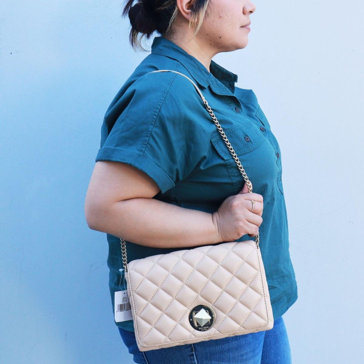 Kate Spade Quilted Leather Shoulder Bag Beige