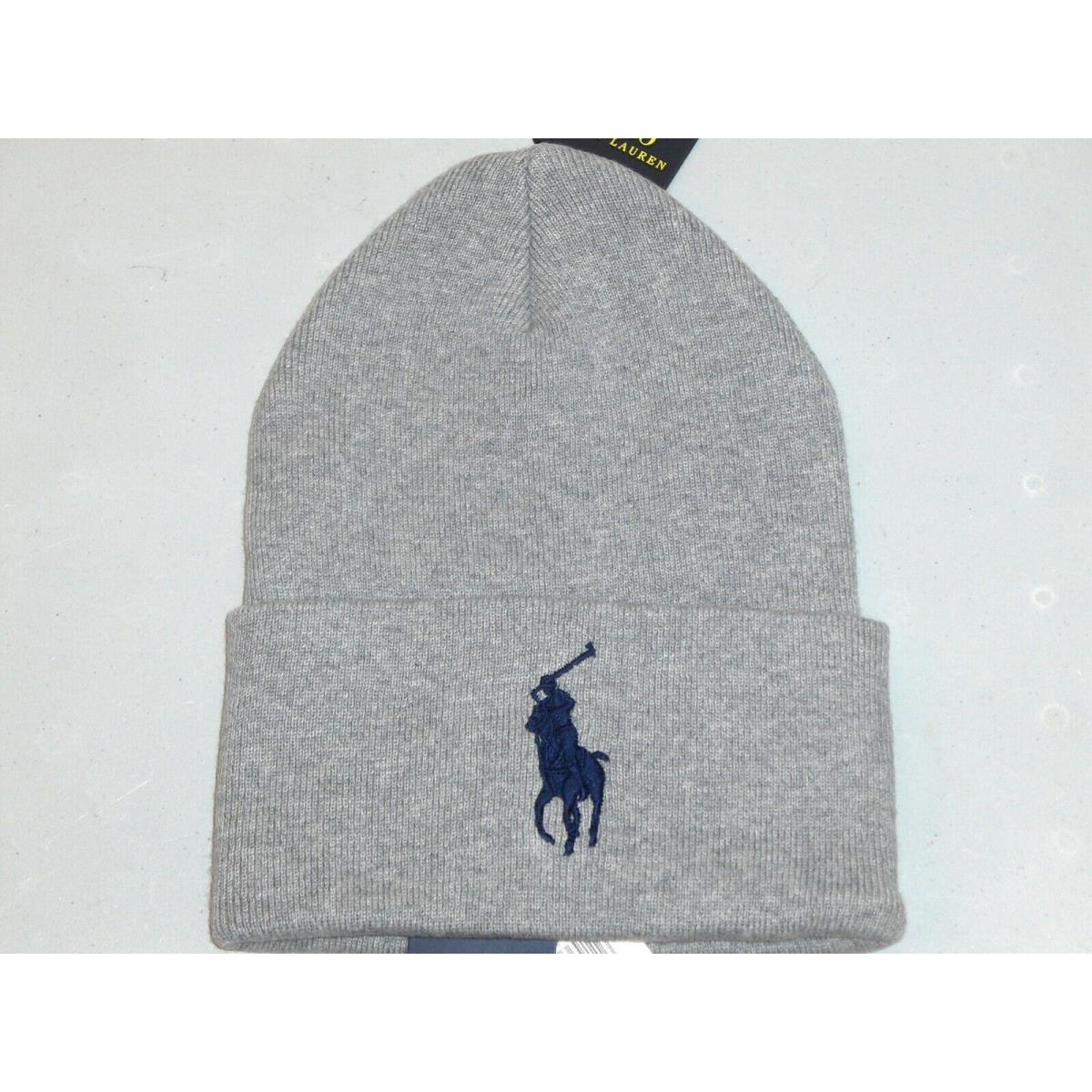 Polo Ralph Lauren Men`s Big Pony Cotton Beanie Hat Watch Cap Heather Gray