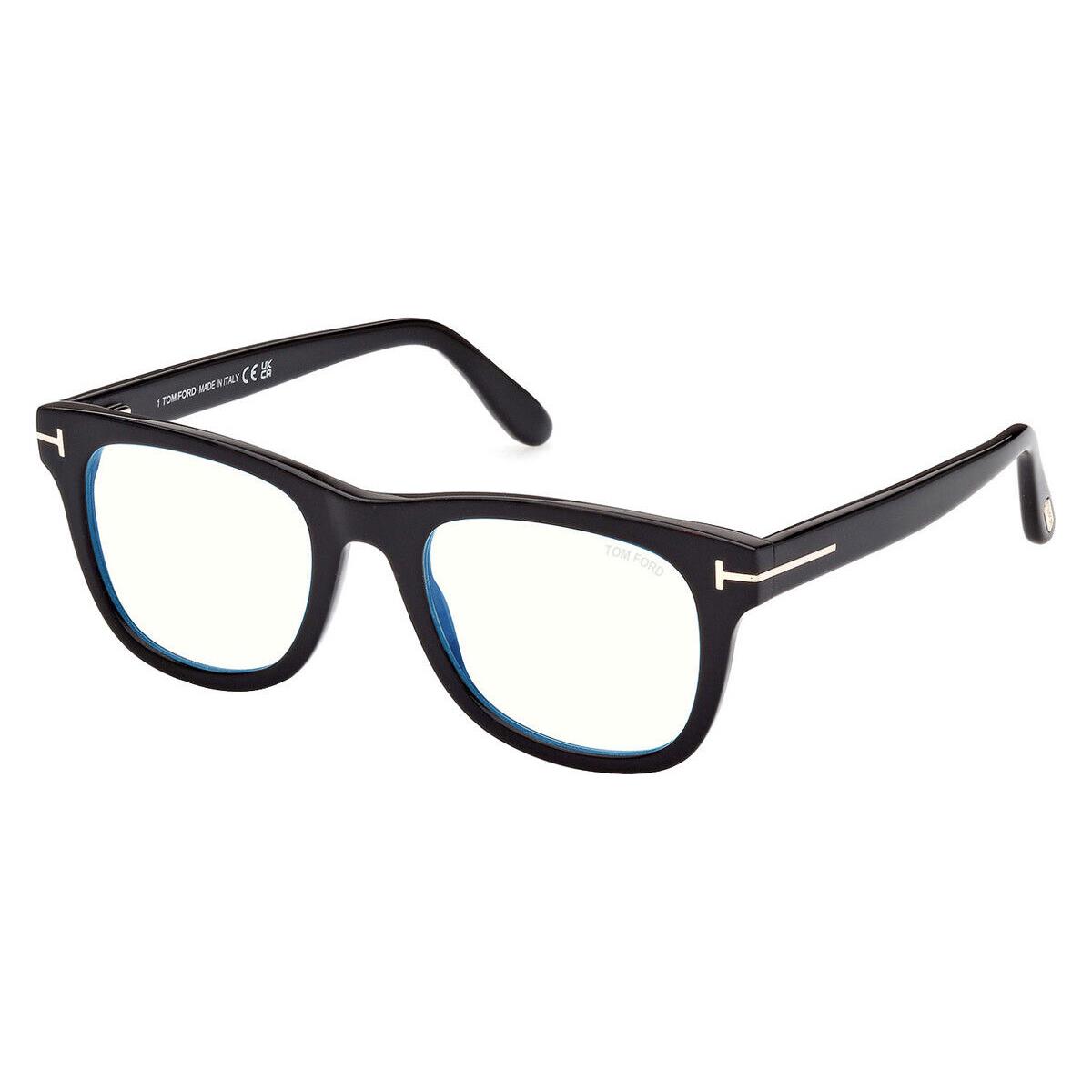 Tom Ford FT5820-B Eyeglasses Men Shiny Black/t Logo Square 50