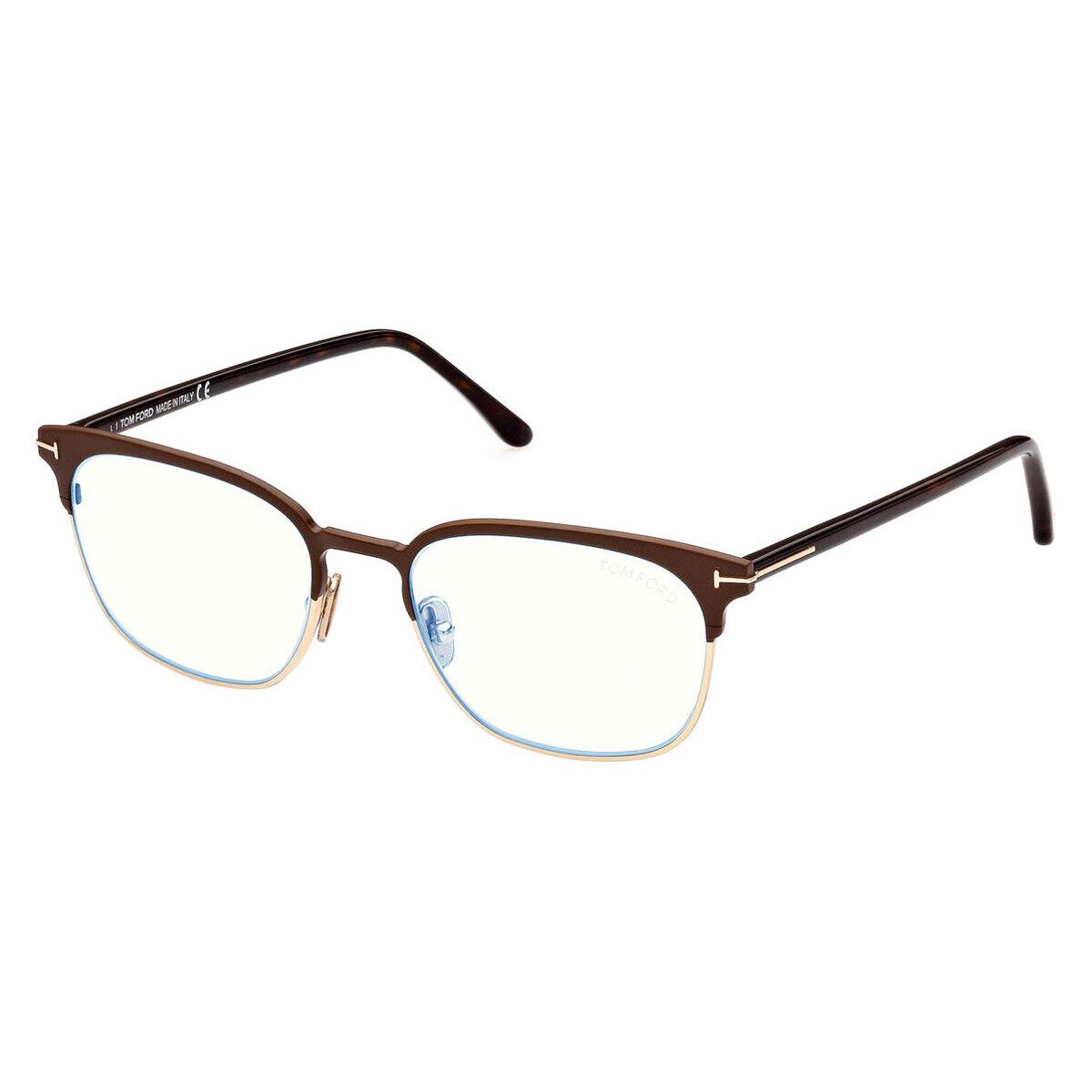 Tom Ford FT5799-B Eyeglasses Matte Dark Brown/classic Dark Havana T Logo 53mm