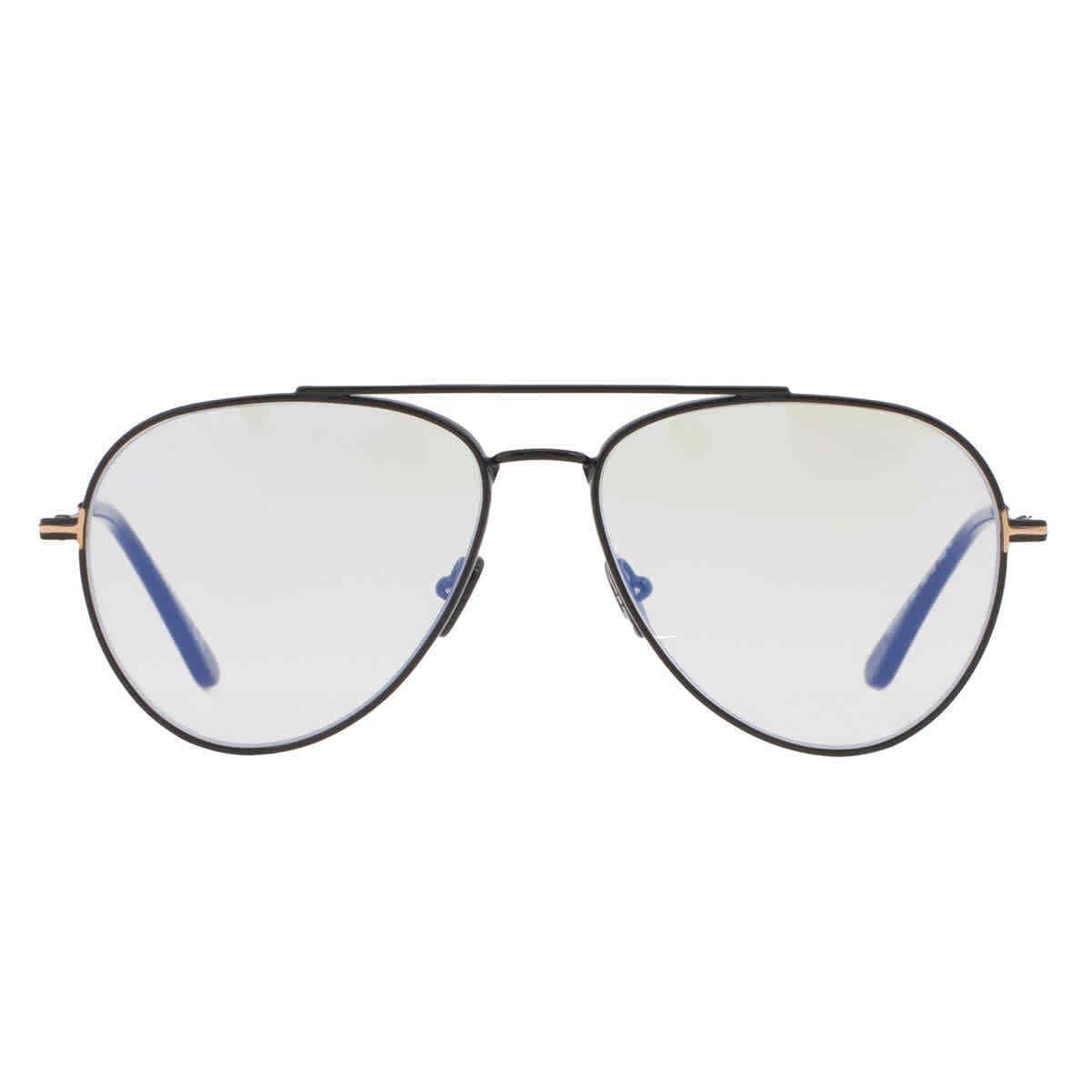 Tom Ford Blue Light Block Pilot Unisex Eyeglasses FT5800-B 001 56 FT5800-B 001