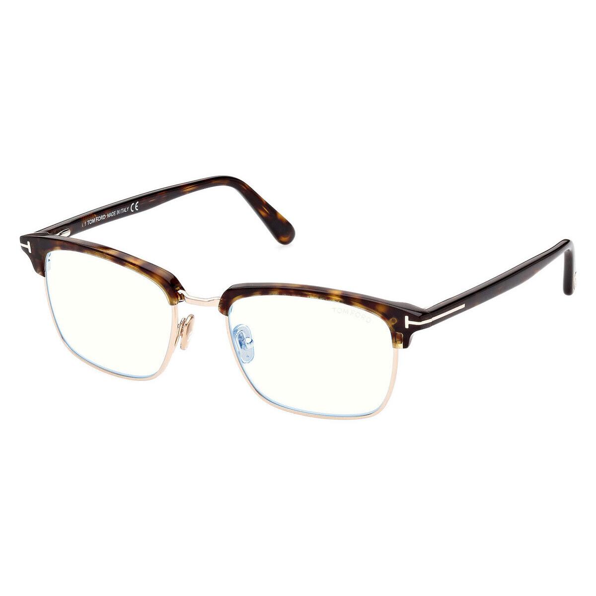 Tom Ford FT5801-B Eyeglasses Classic Dark Havana/shiny Rose Gold/t Logo 54mm