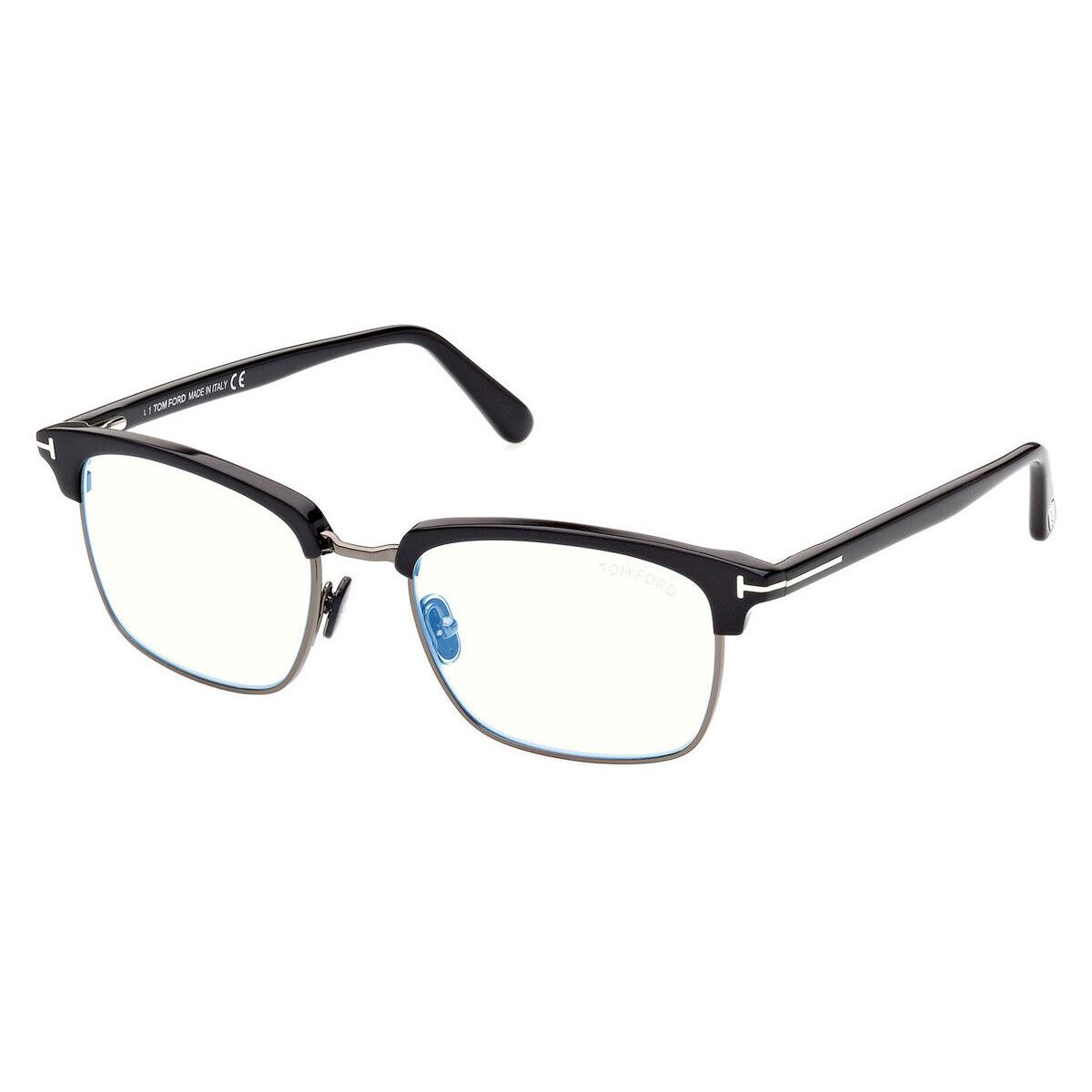 Tom Ford FT5801-B Eyeglasses Black/shiny Dark Ruthenium/t Logo 54mm