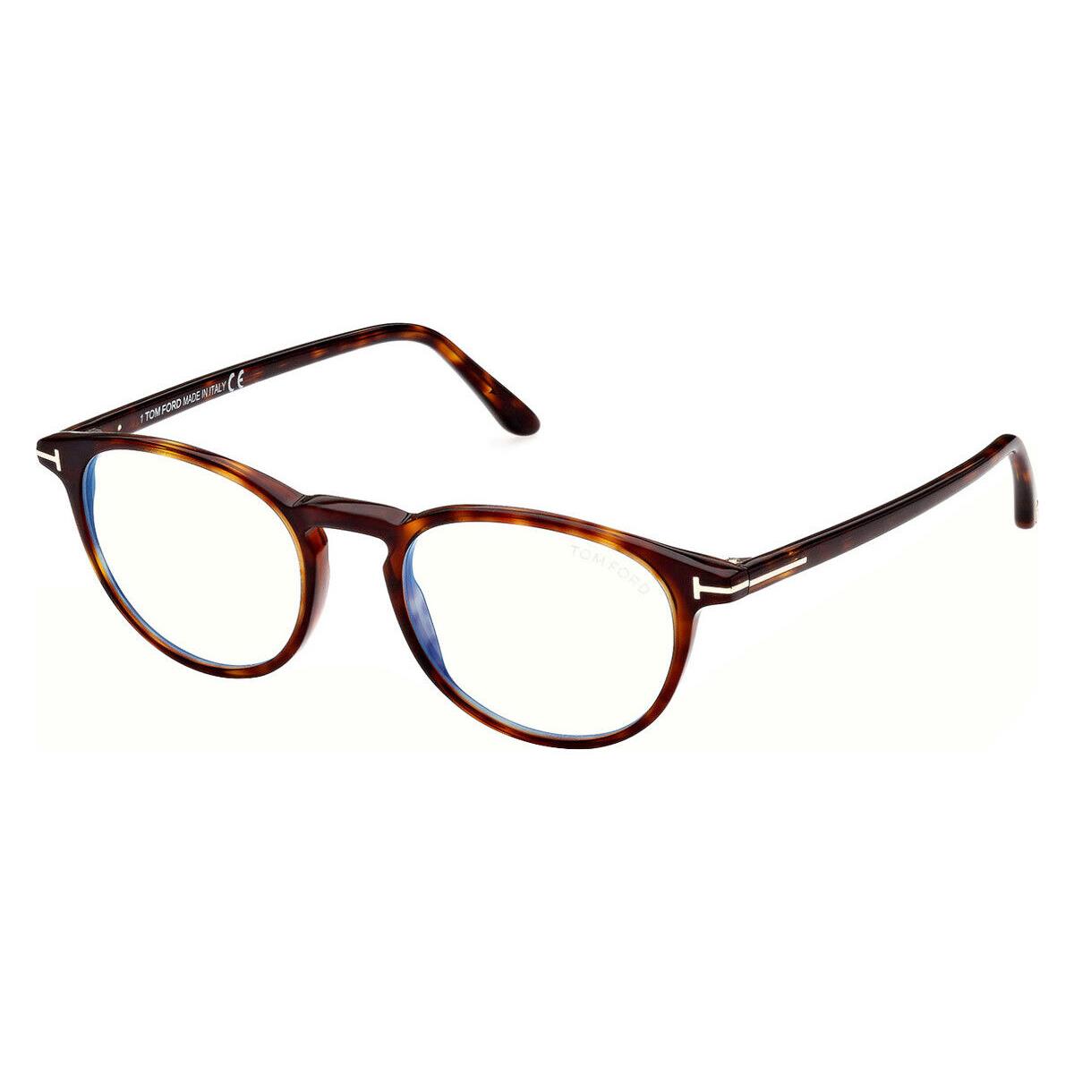 Tom Ford FT5803-B Eyeglasses Shiny Auburn Havana/t Logo 51mm