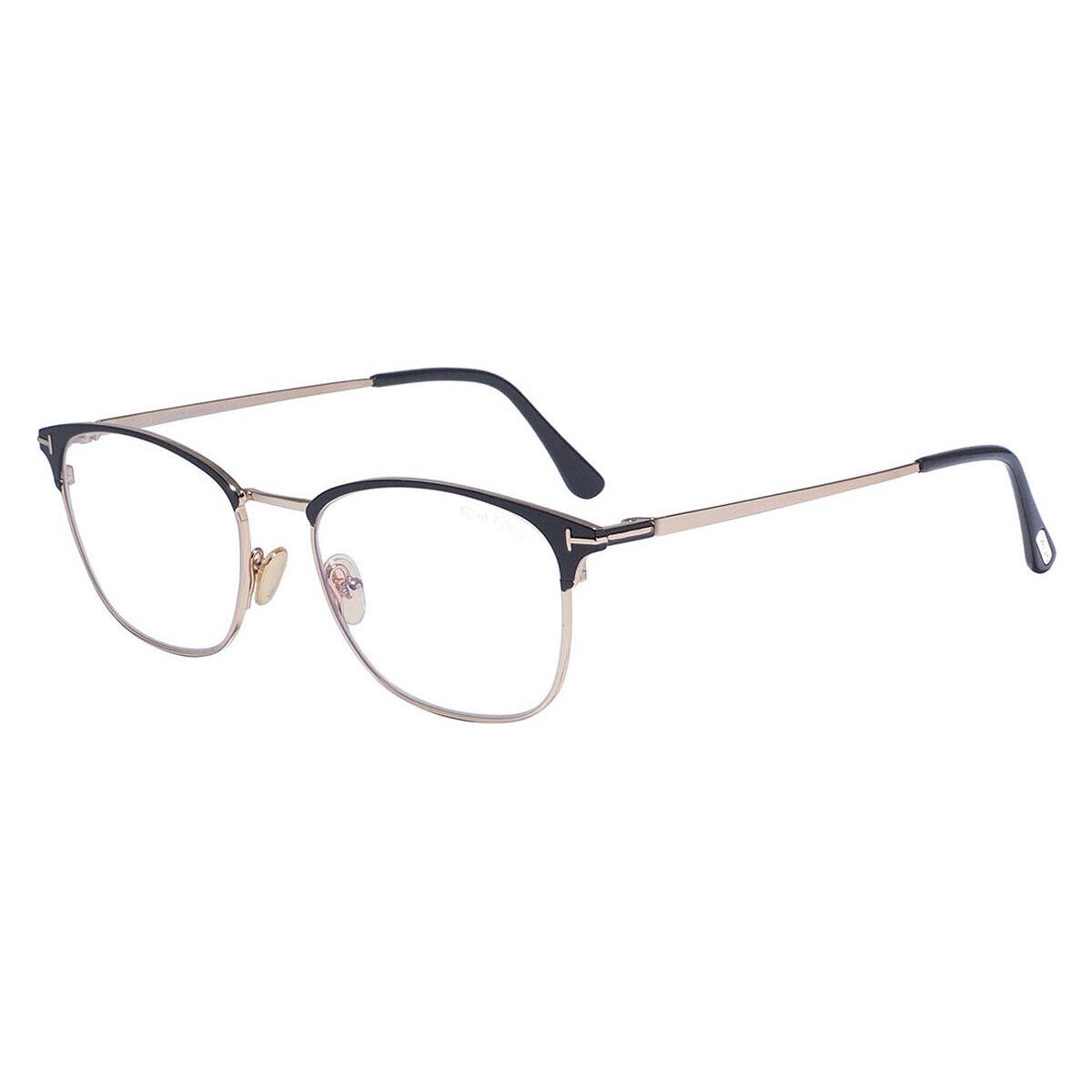 Tom Ford FT5750-B Eyeglasses Shiny Black/shiny Rose Gold/t Logo 54mm