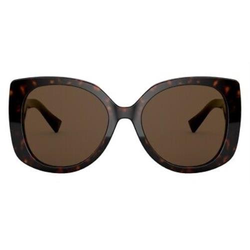 Versace VE4387 Sunglasses Women Havana Rectangle 56mm - Frame: Havana, Lens: Dark Brown, Model: Havana