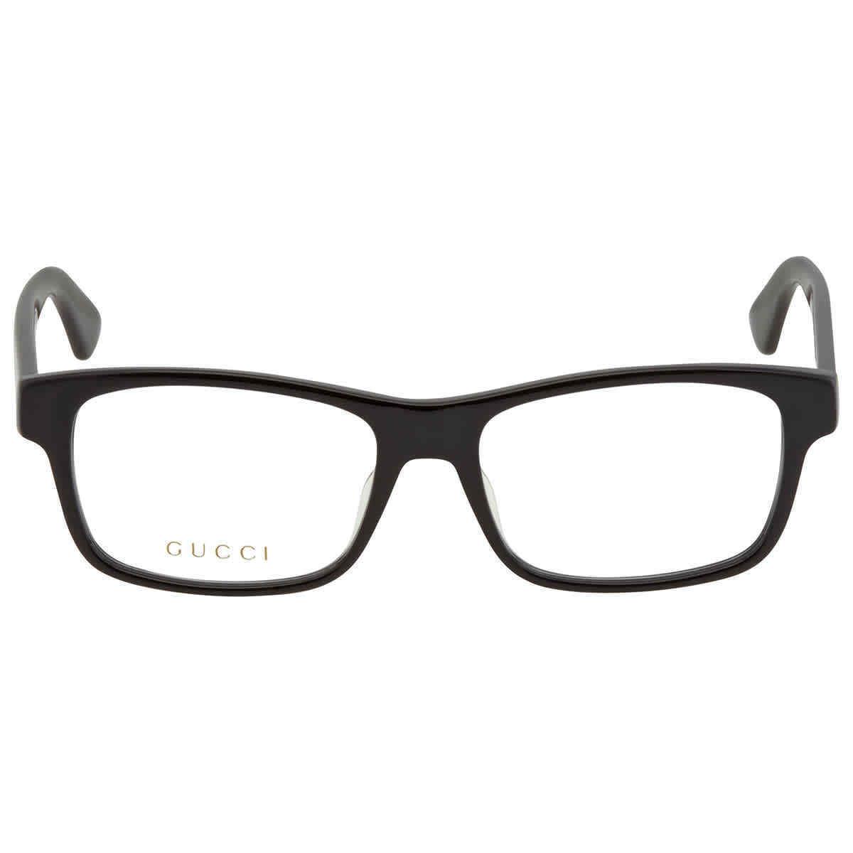 Gucci Demo Rectangular Men`s Eyeglasses GG0006OAN 001 55 GG0006OAN 001 55