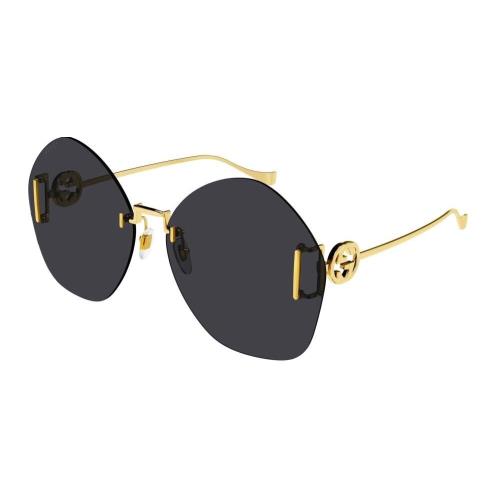 Gucci GG1203S 002 Shiny Gold Dark Grey Lens Women Sunglasses