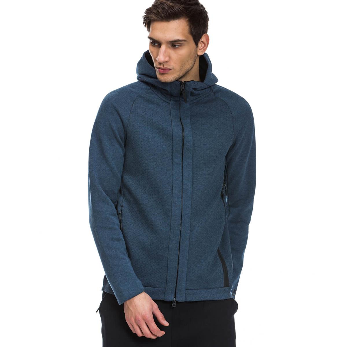 Men`s Nike Sportswear Tech Fleece Full Zip Hoodie Jacket L Blue 832112