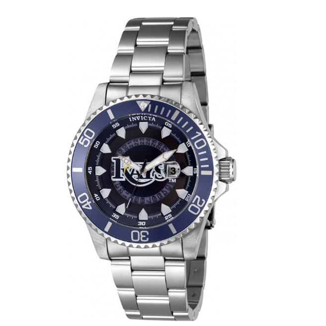 Invicta Men`s Tampa Bay Rays Rotating Bezel Silver Steel Bracelet Watch 43480