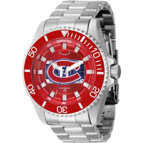 Invicta Nhl Montreal Canadiens Quartz Red Dial Men`s Watch 42261