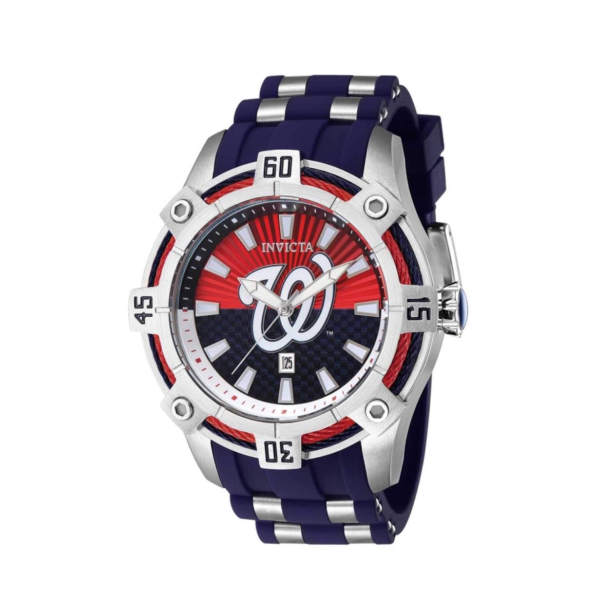 Invicta Men`s Watch Mlb Washington Nationals Date Display Silicone Strap 43299