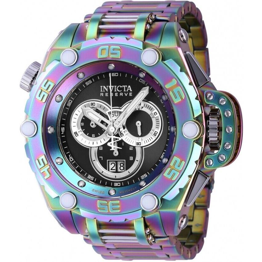 Invicta watch Flying Fox - Black Dial, Iridescent and Silver-tone Band, Silver Bezel