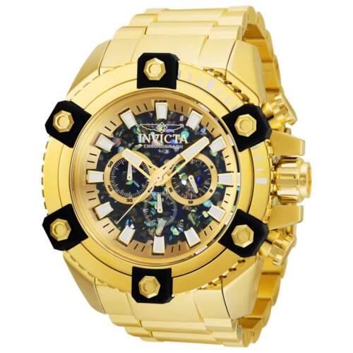 Invicta Men`s Watch Coalition Forces Chronograph Blue Mop Dial Bracelet 35975 - Dial: Mother of Pearl, Band: Yellow