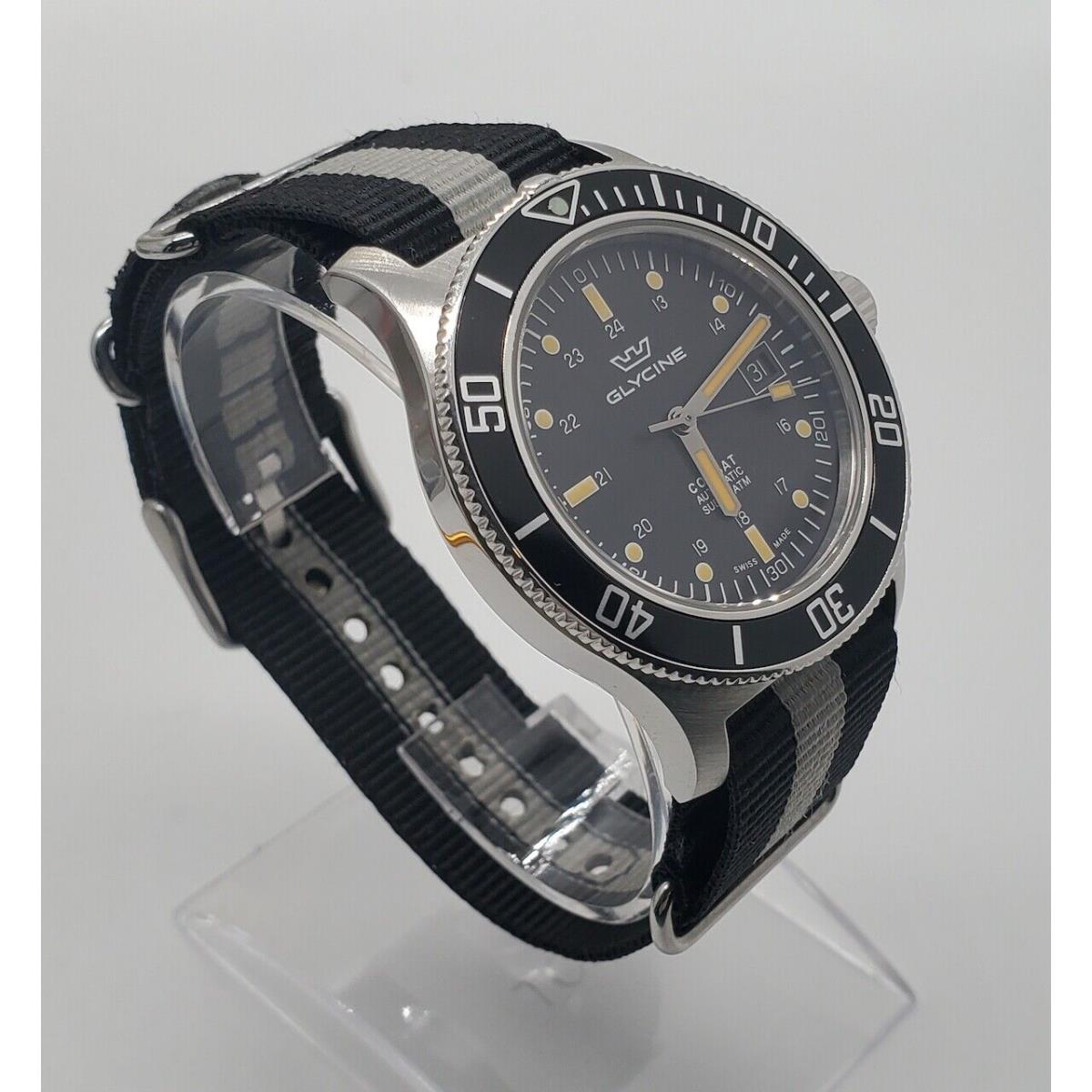 Glycine watch Combat SUB - Black Dial, Silver Band