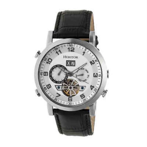 Heritor Edmond Silver Dial Automatic Men`s Watch HR6201 - Silver (Open Heart) Dial, Black Band