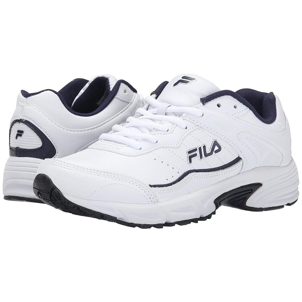 Man`s Sneakers Athletic Shoes Fila Memory Sportl White/Fila Navy/Metallic Silver