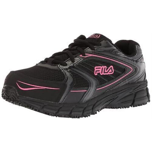 Fila Womens Memory Reckoning 8 Slip Resistant Steel Toe Running Shoe Blk/blk/ko
