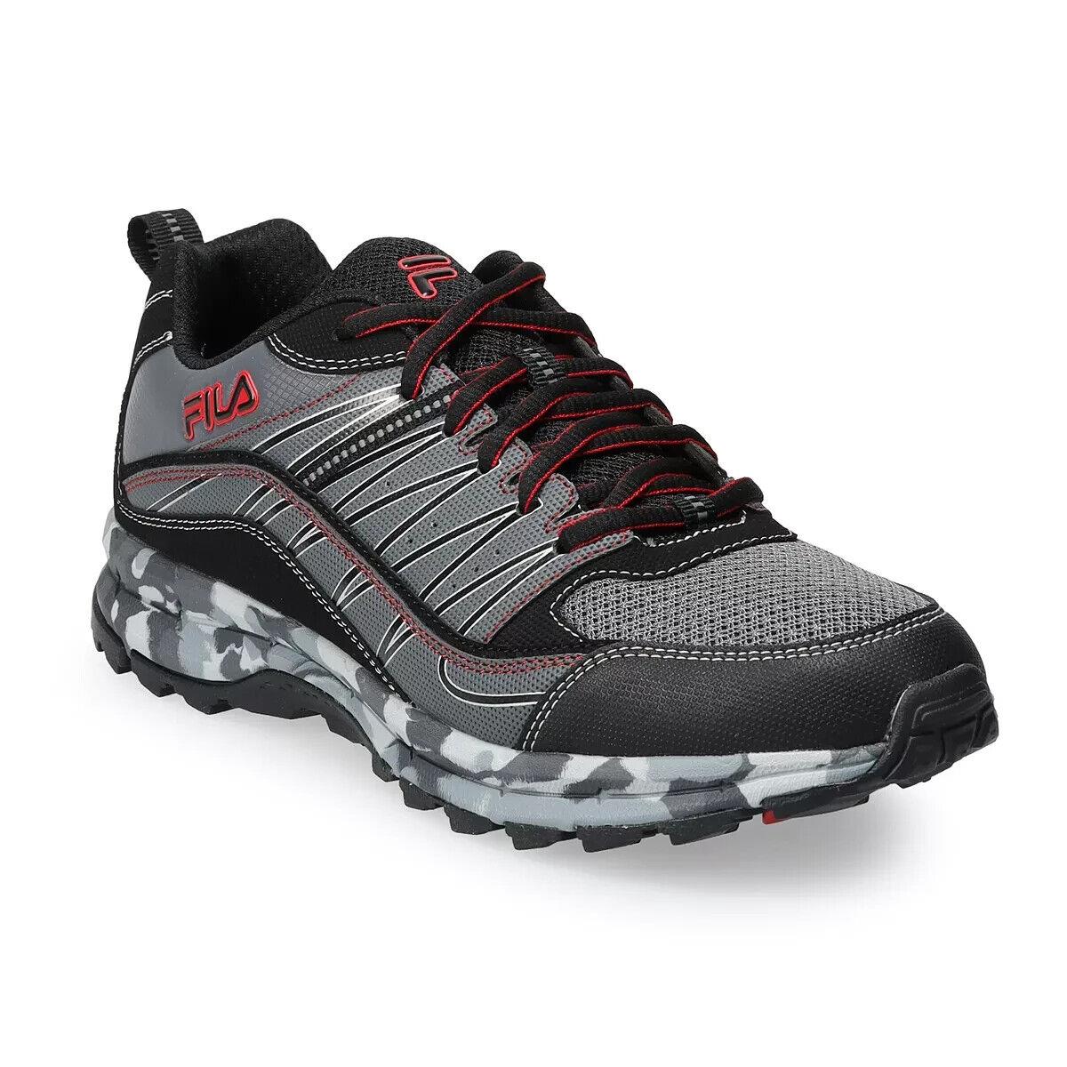 Fila Evergrand TR 12 Men`s Trail Running Shoes Camo Black Red Sz 11 US Euc
