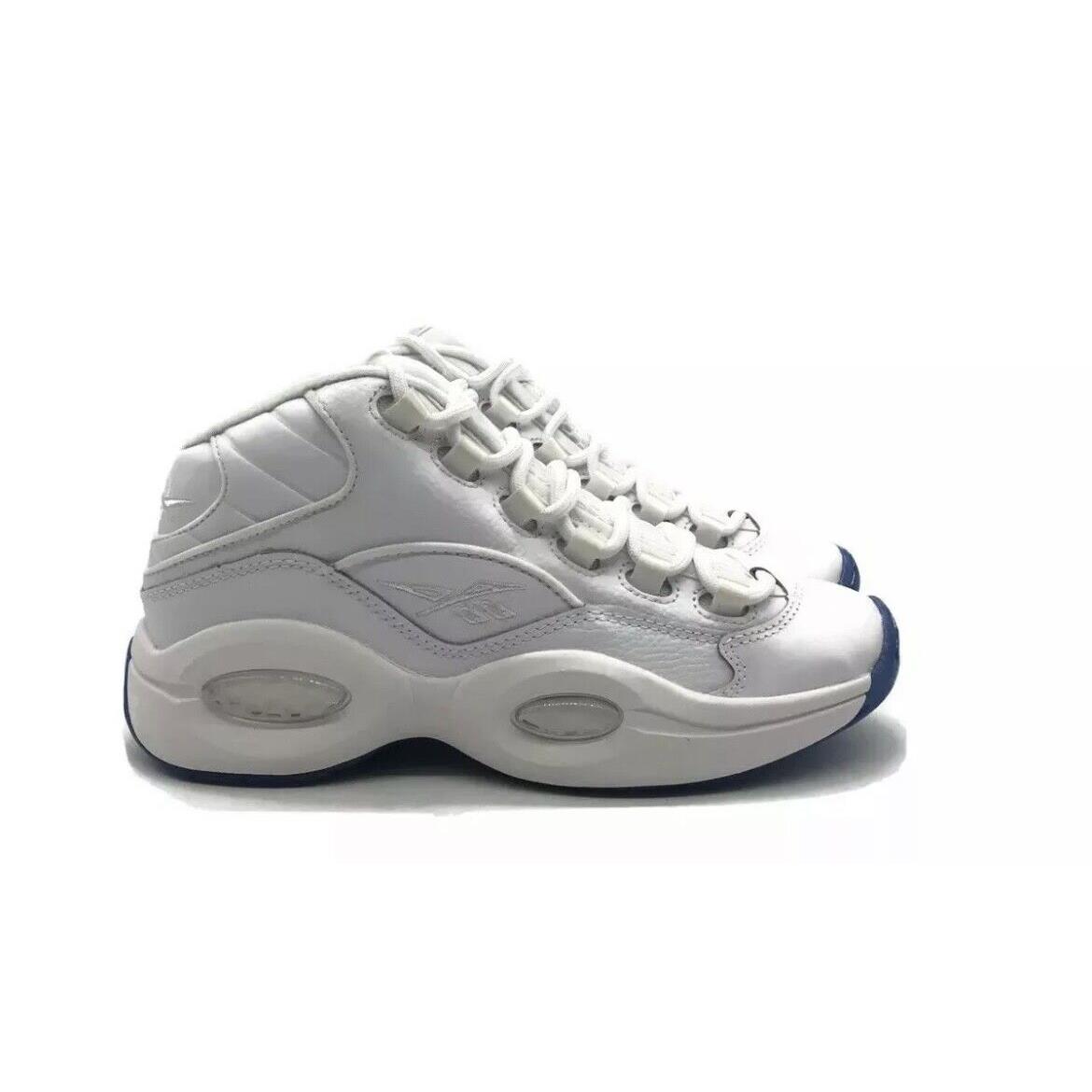 Reebok Question Mid J Iverson Big Kids Basketball Shoe White School Sneaker - White