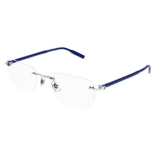 Montblanc MB0221O Eyeglasses Men Blue Rectangle 59mm