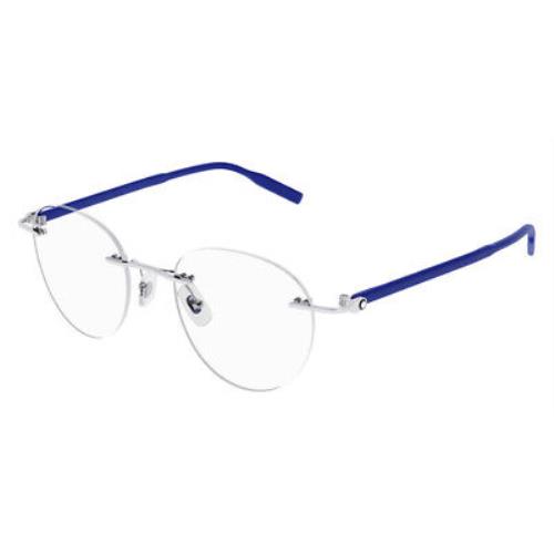 Montblanc MB0224O Eyeglasses Men Blue Round 49mm