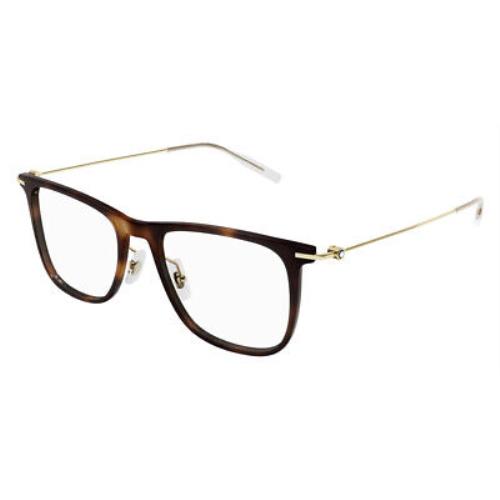 Montblanc MB0206O Eyeglasses Men Gold Rectangle 53mm