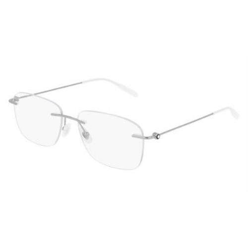 Montblanc MB0075O Eyeglasses Men Rectangle Silver 56mm