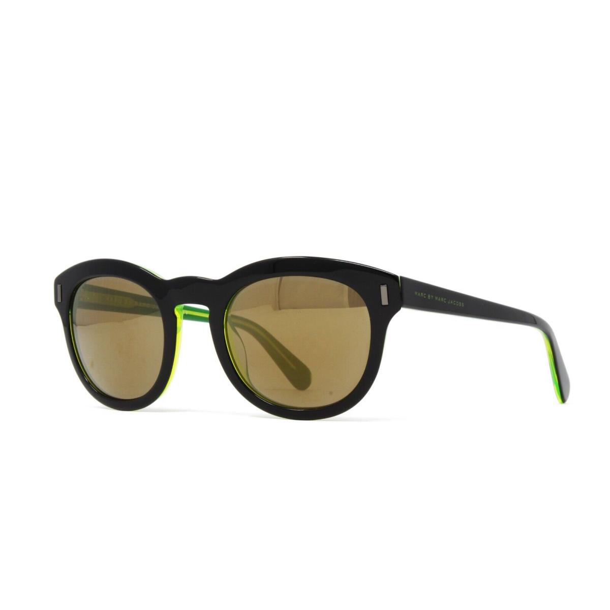 Marc by Marc Jacobs Women`s Round Sunglasses MMJ433S/07ZJ Black Green 49mm - Frame: Black, Lens: Brown