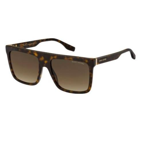 Marc Jacobs MARC-639/S 0086/HA Havana/brown Gradient Rectangle Men`s Sunglasses - Frame: Havana, Lens: Brown