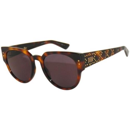 Dior Lady Dior Studs 3 Sunglasses Dark Havana W/violet Lenses 086UR 52mm