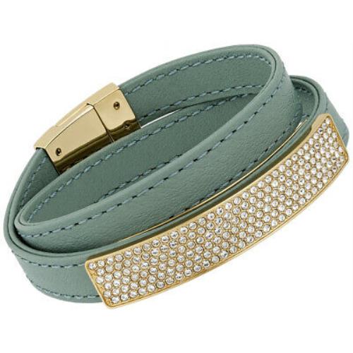 Swarovski Vio Cielo Mint Green Leather Gold Plated Bracelet For Women 5120641