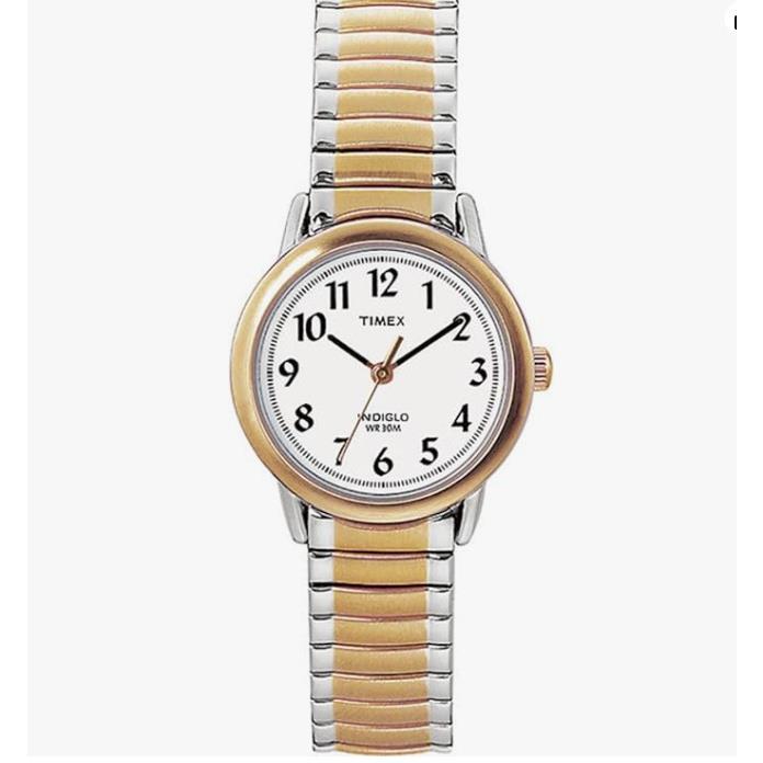 Timex Women`s T20451 Expansion Gold Stainless Steel Band Quartz Watch White Dial