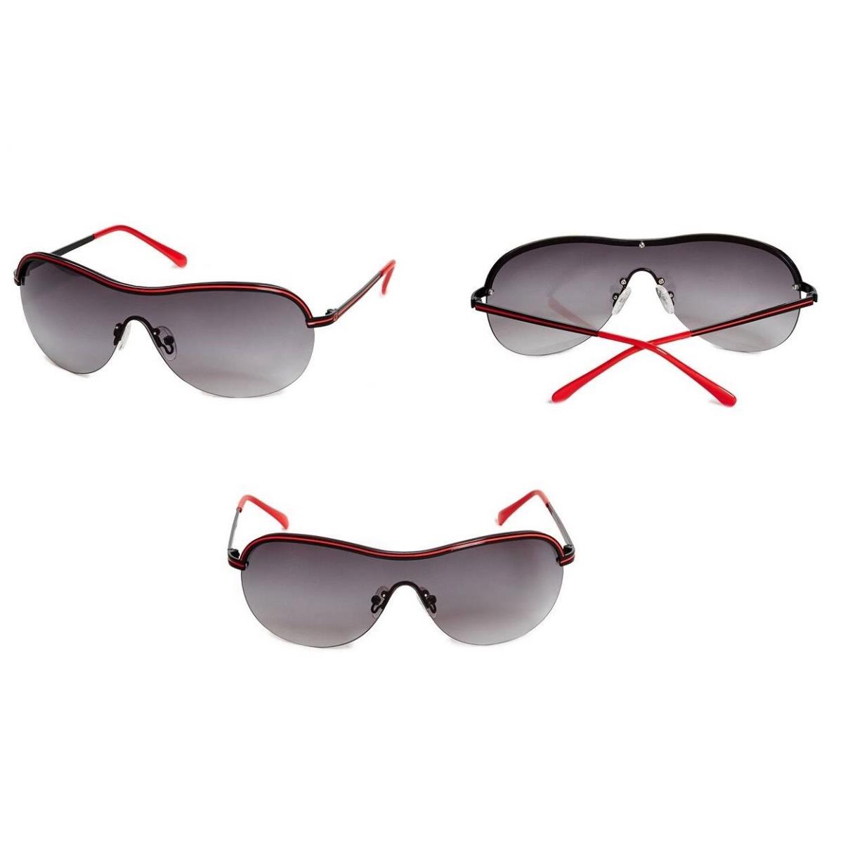 Guess Black+red Rimless Aviator Metal Arms Uva Uvb Gradient Sunglasses